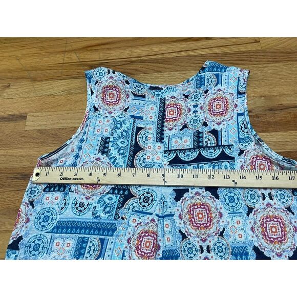 J. Jill Love Linen Women's S Blue Tank Top Medallion Print Wide Strap Minimalist - Picture 8 of 8